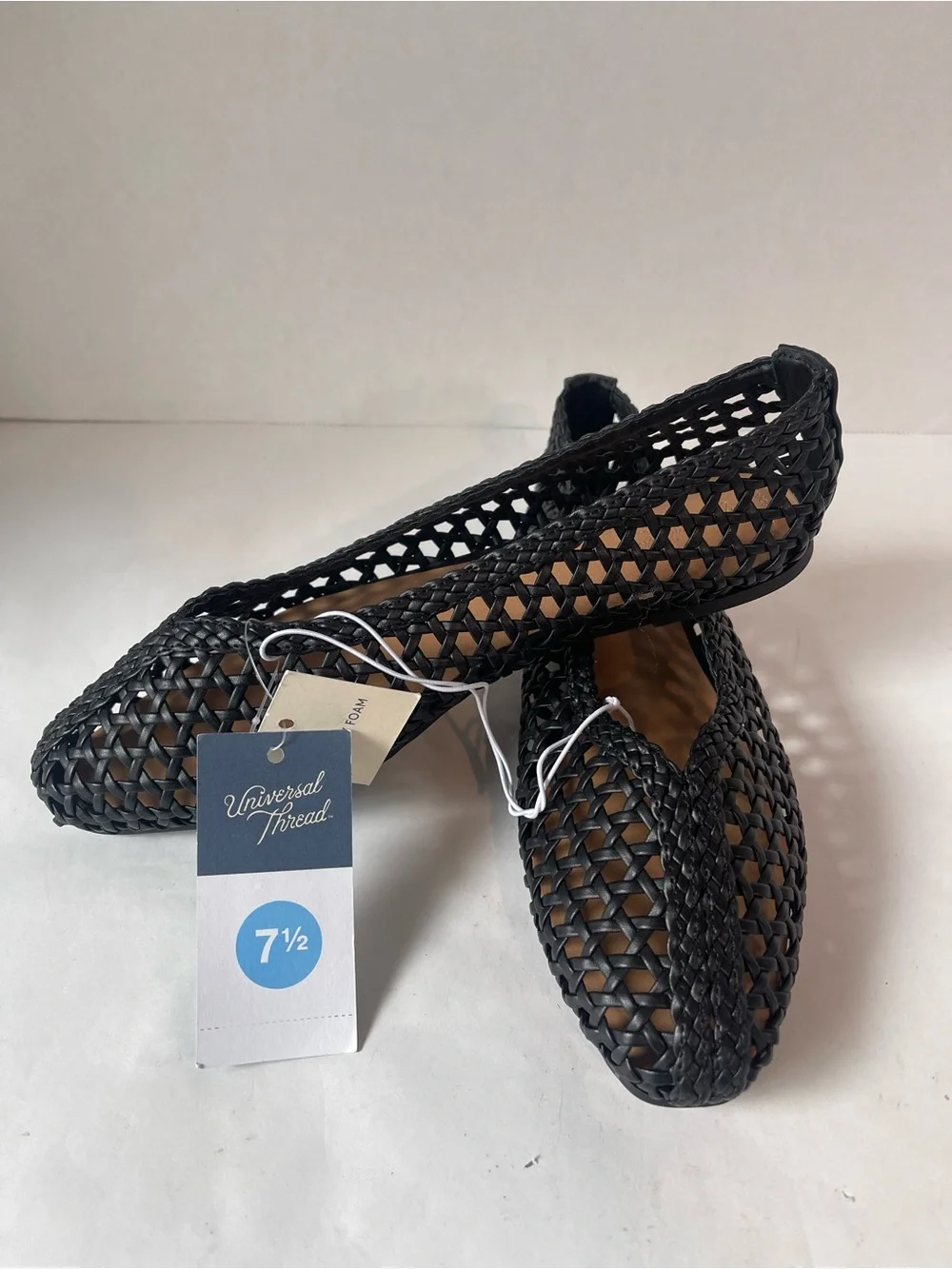 Universal Thread Black Woven Gia Ballet Flats with Memory Foam Women’s 7.5 NWT